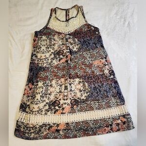 A. Byer Floral Lace And Crochet Trim Midi Dress - Multicolor, Sleeveless, Medium